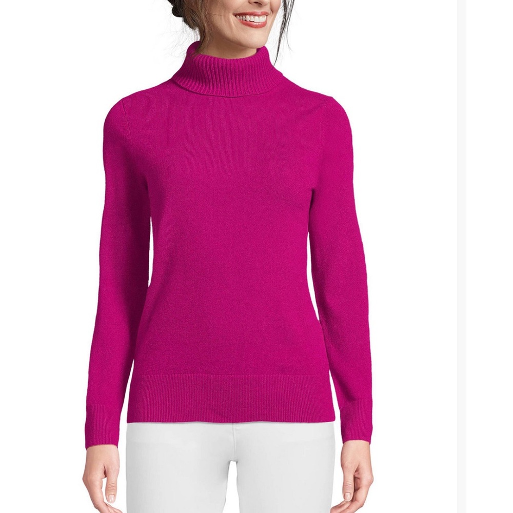 CALVIN KLEIN Pink Magenta Fuchsia Berry Turtleneck Sweater M Medium $80 EUC KL